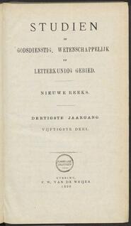 Studiën op godsdienstig, wetenschappelijk en letterkundig gebied jrg 30, 1898 (50) [Inhoudsopgave]