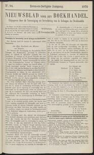 Nieuwsblad voor den boekhandel jrg 37, 1870, no 94, 23-11-1870 in 
