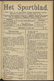Het sportblad; Officiëel orgaan van den Nederlandschen Cricketbond, Nederlanschen Zwembond, Nederlandschen Athletiek-unie en verschillende bonden en clubs jrg 18, 1910, no 43, 27-10-1910 in 