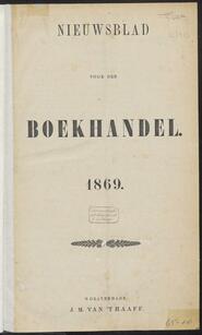 Nieuwsblad voor den boekhandel jrg 36, 1869 [Index]