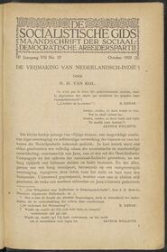 De socialistische gids; maandschrift der Sociaal-Democratische Arbeiderspartij jrg 7, 1922, no 10