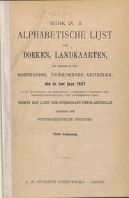 Brinkman's alphabetische lijst van boeken, landkaarten en verder in den boekhandel voorkomende artikelen die in ... in het Koninkrijk der Nederlanden uitgegeven of herdrukt zijn, benevens opgave van den uitgever, den prijs en  eenige aantekeningen, voorts een lijst der overgegane fondsartikelen alsmede een wetenschappelijk register in 