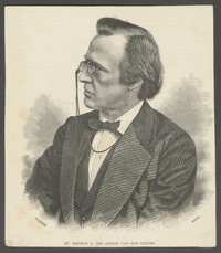 Portret van Herman Agatho des Amorie van der Hoeven, getekend door Henri Bogaerts, houtgravure door Johannes Walter 