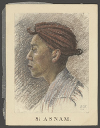 Portret van Si Asnam, pastel door Pieter Sorgdrager