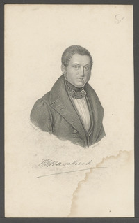 Portret van Johannes Petrus Hasebroek, staalgravure door J.P. Lange naar een tekening van Willem Grebner