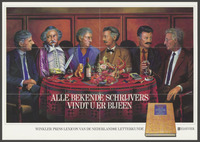 Affiche voor Winkler Prins Lexicon van de Nederlandse Letterkunde, tekening Fred Burg