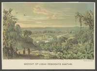 Gezicht op Lebak (residentie Bantam), kleurenlithografie