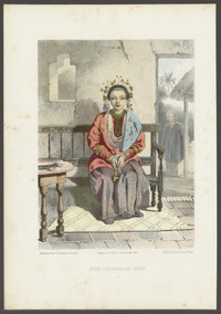 Eene Bataviasche bruid, getekend door E. Hardouin, kleurenlithografie