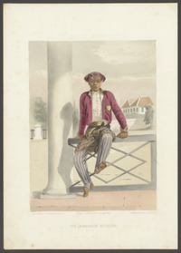Een Javaansche bediende, getekend door E. Hardouin, kleurenlithografie