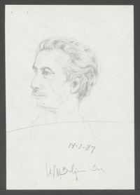 Portret van Multatuli, potloodtekening door A.M. Beljaars-Bos (naar A. Allebé en L. Mertens) 
