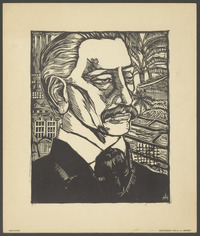 Portret van Multatuli, houtsnede door H.A. Henriet