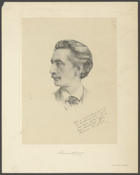 Portret van Multatuli, lithografie door August Allebé, met opdracht