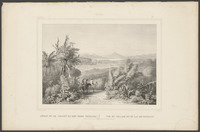 Gezigt op de negorij- en het meer van Tondano, lithografie door C.W.M van de Velde
