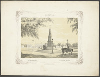 Batavia: het Waterloo-plein, toonlithografie door G.J. Bos naar Ch. Th. Deeleman