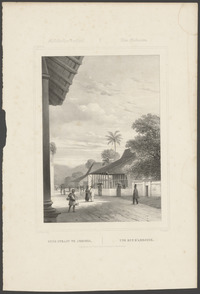 Molukschen Archipel: Een straat te Amboina, lithografie door C.W.M. van de Velde