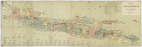Kaart van Java en Madoera, op linnen geplakt