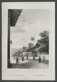 Eene straat te Amboina, lithografie door Paulus Lauters naar Charles William Meredith van de Velde