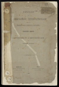 Aantekeningen in Annales de l'Association Internationale pour le progrès des sciences sociales, Troisième session, Congrès d'Amsterdam 