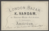 Visitekaartje van K. van Dam met aantekening van Multatuli
