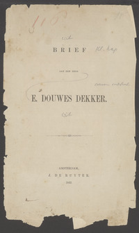 Brochure van Mr. J. van Lennep: Brief aan den Heer E. Douwes Dekker