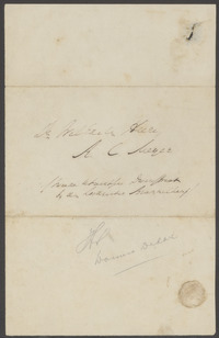 Omslag van een brief aan d'Ablaing van Giessenburg